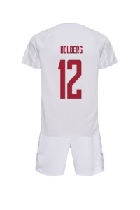 Fotbalové Dres Dánsko Kasper Dolberg #12 Dětské Venkovní Oblečení MS 2022 Krátký Rukáv (+ trenýrky)